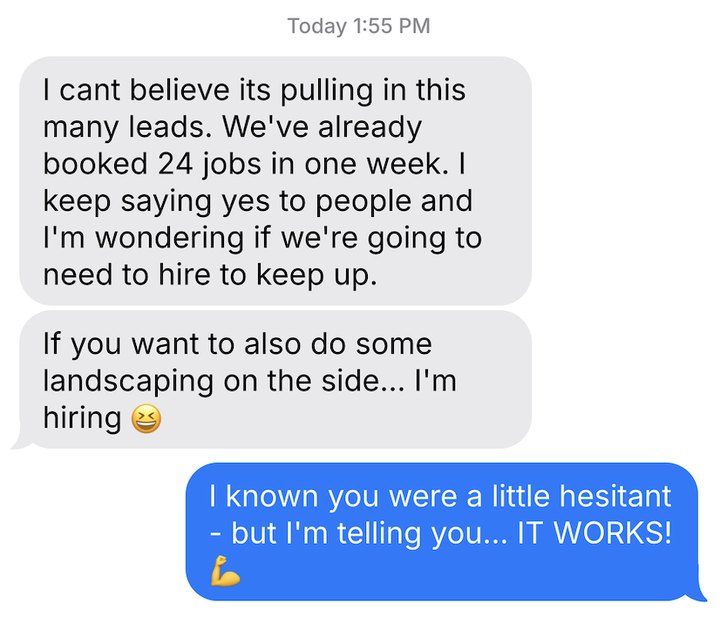 Text message from Brandon B., Blake Landscaping